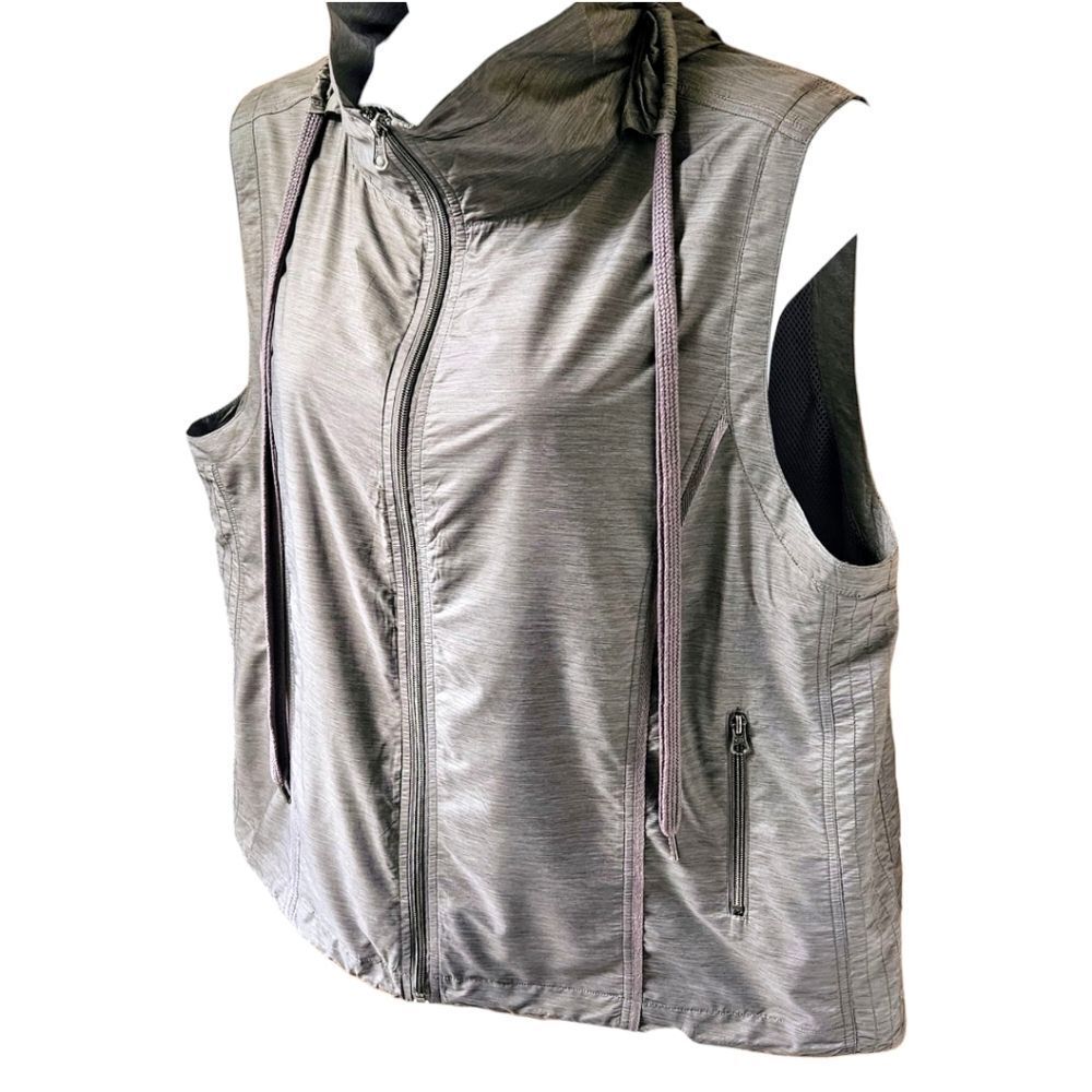 CATO Plus Size Gray Sleeveless Hooded Zip- Up Vest Size 22/24 3X - Picture 5 of 15